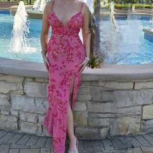 AMARRA, Beaded Floral Lace Gown, Pink, VGUC, Women's 6